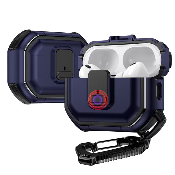 Funda para AirPods Pro 3 con botón y presilla para cinturón · azul