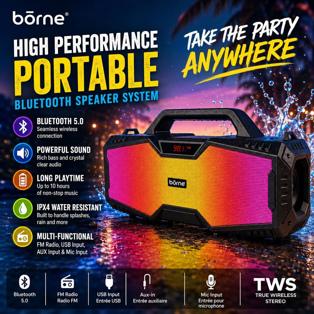 Borne bocina portátil 24W IPX4 · negra