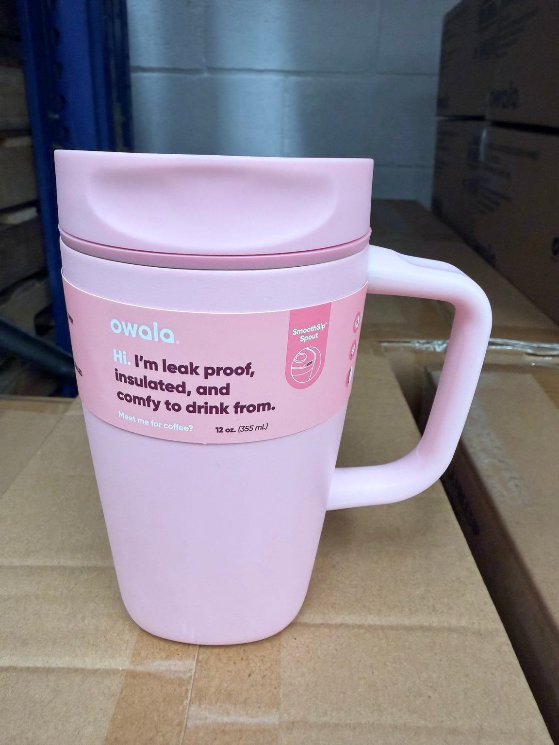 Owala SmoothSip Slider con asa Pink (Rose Quartz)