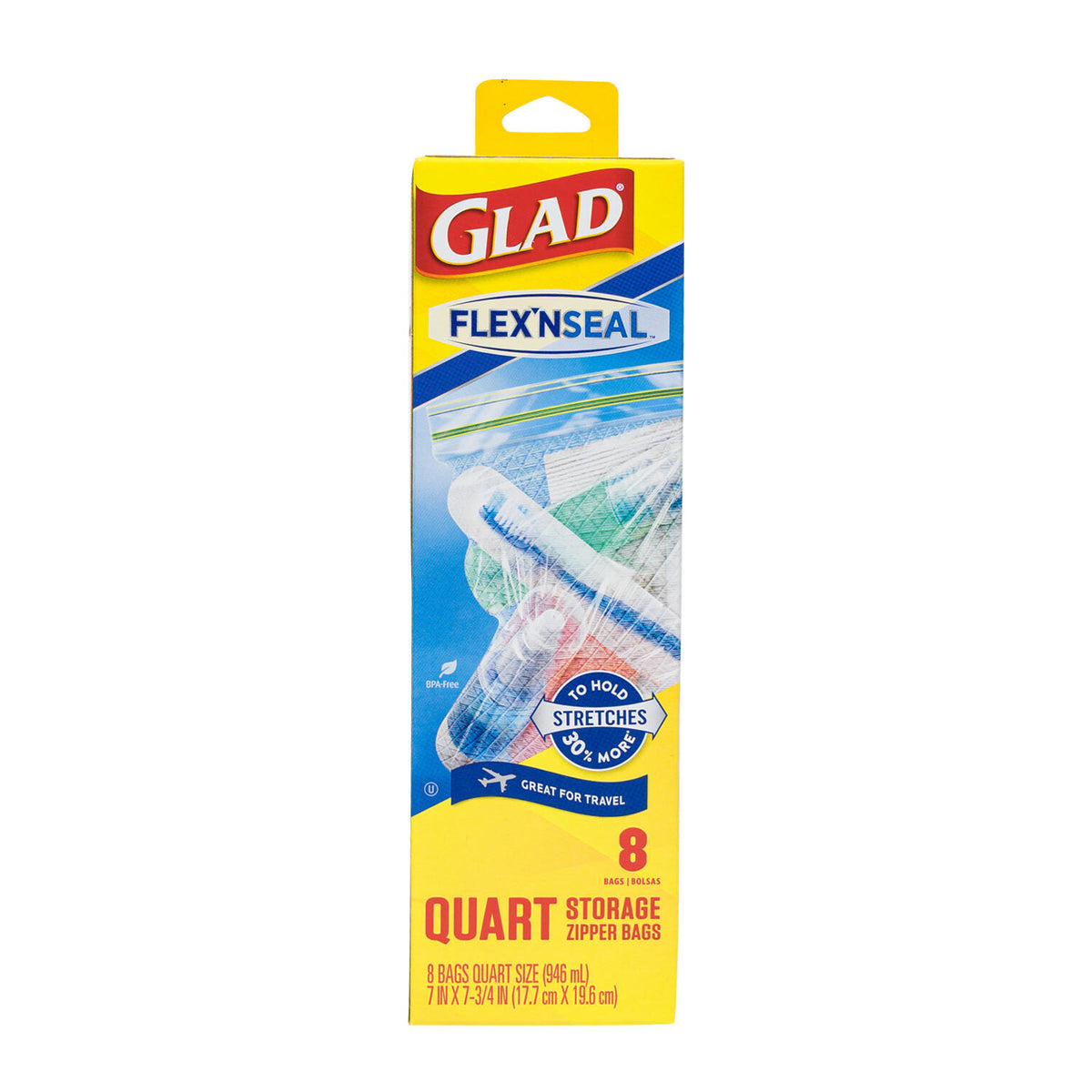 Bolsas Glad Flex’N Seal para almacenamiento · 1 cuarto de galón · 8 piezas