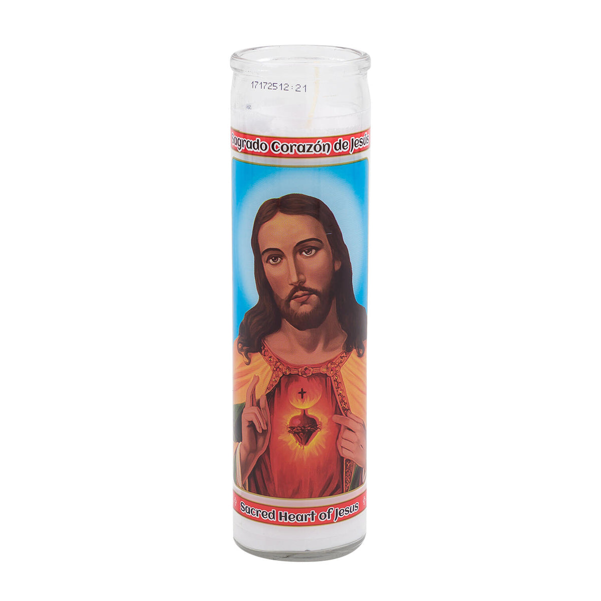 Veladora Sagrado Corazón · 8 pulgadas · blanca