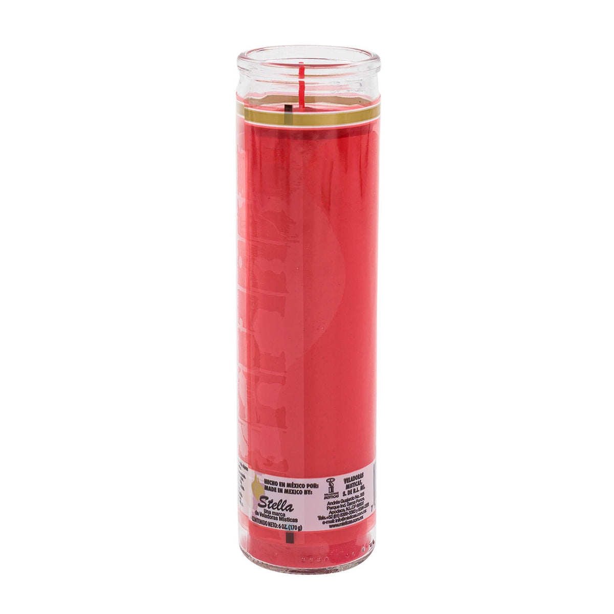 Veladora roja religiosa · 8 pulgadas