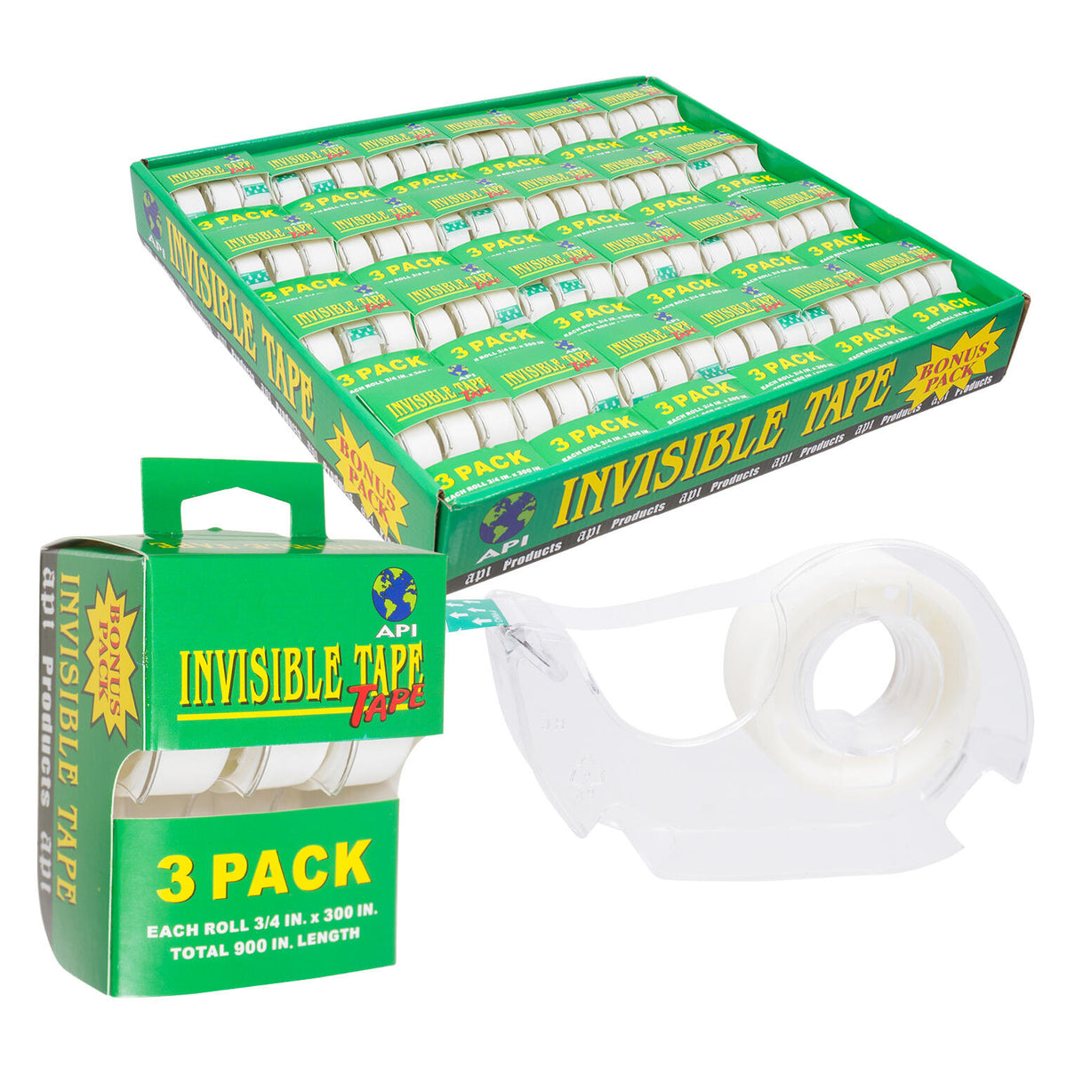 Cinta invisible ¾ × 300 pulgadas · paquete de 3