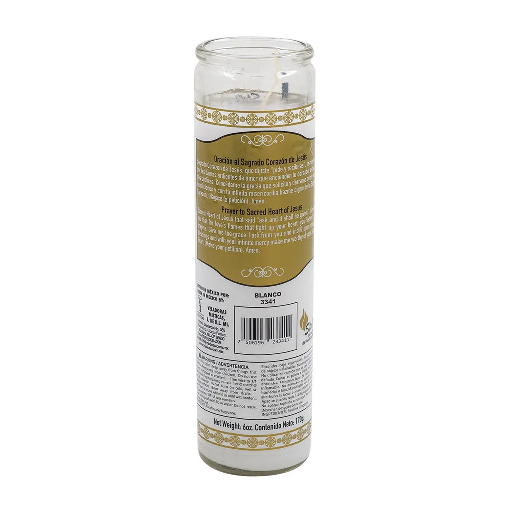Veladora Stella Sagrado Corazón de Jesús blanca