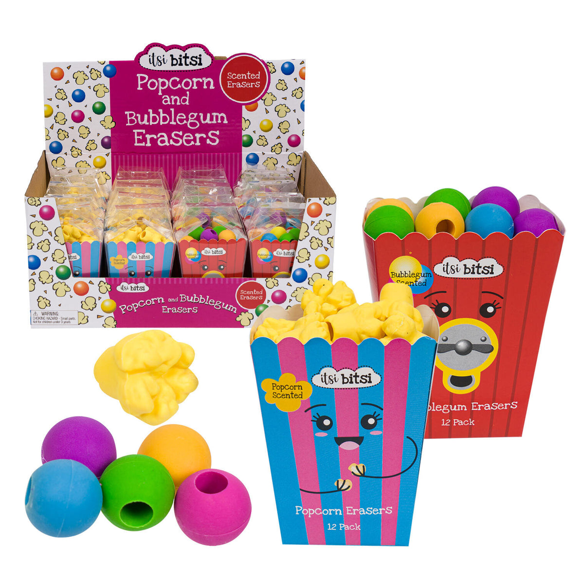 Borradores aromáticos Itsi Bitsi · palomitas y chicle · 12 piezas