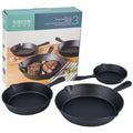 Sartenes de hierro fundido precurado · set de 3