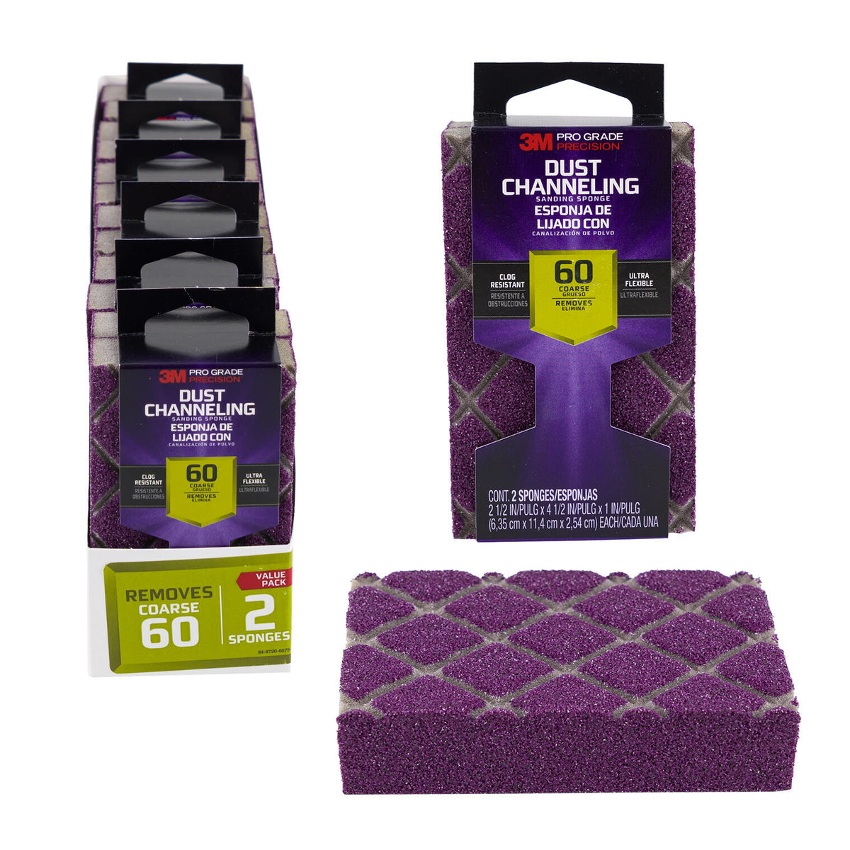 3M Pro Grade Precision esponjas de lijado · grano 60 · paquete de 2