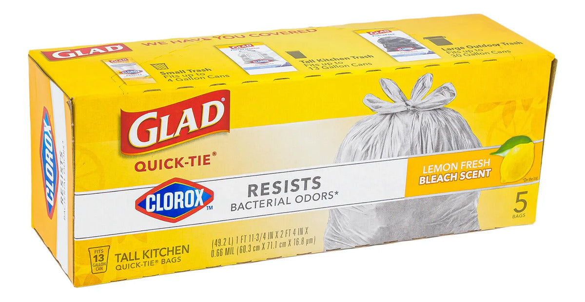 Glad bolsas para basura 13 gal · 5 piezas