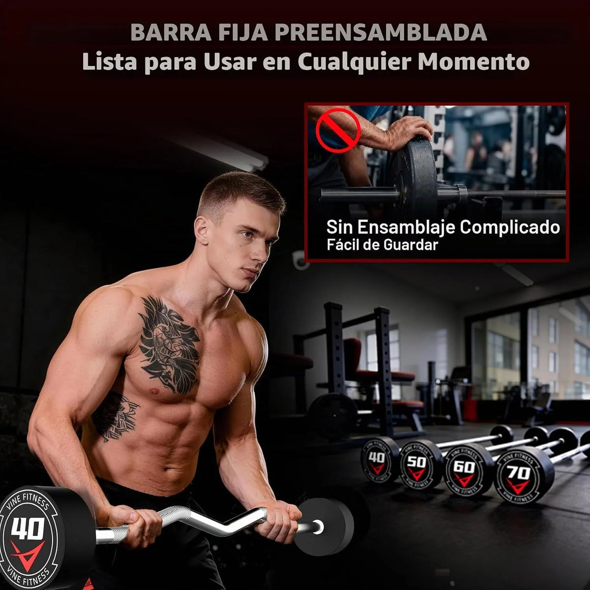 Barra Z Curl 20 Lb 9 Kg Precargada Recubierta Hule Vine