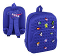 Mochila azul con dijes y frente rígido · 13 pulgadas