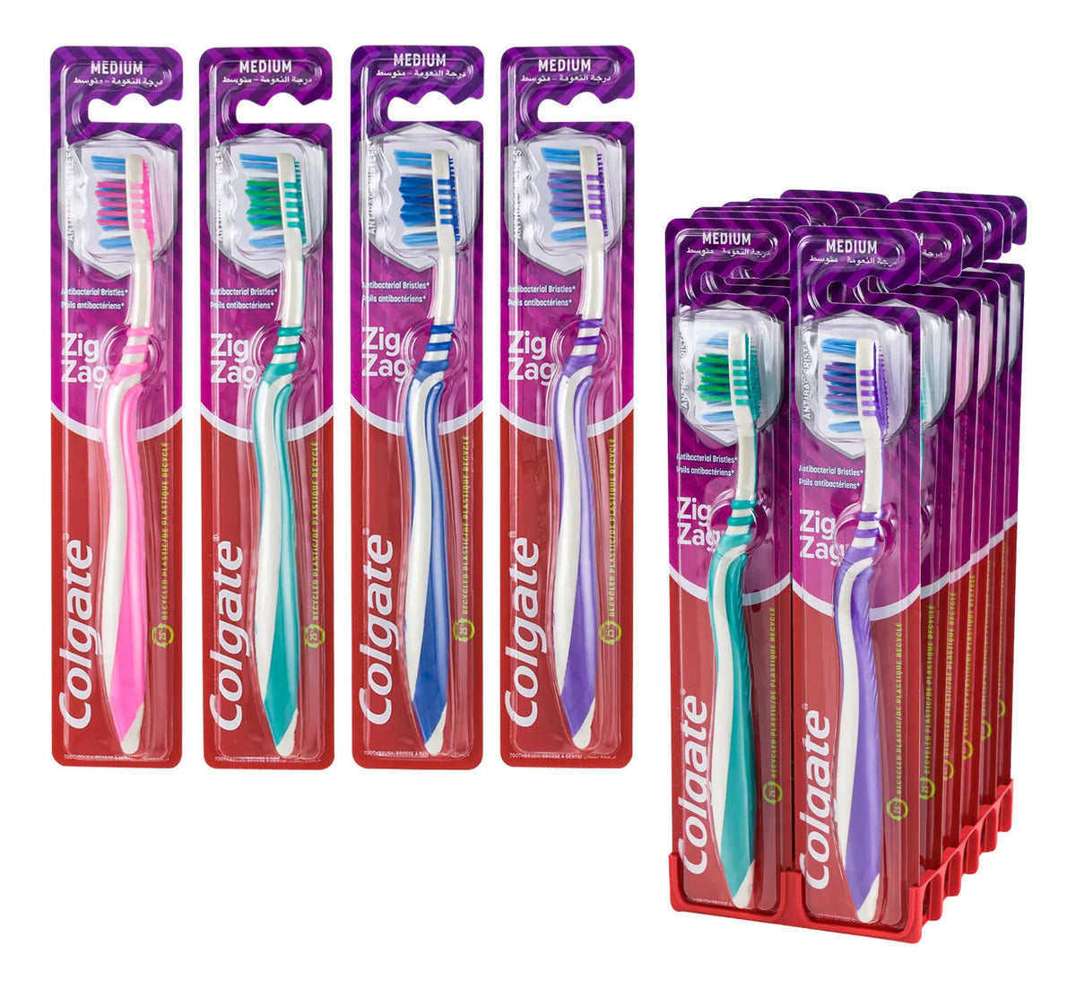 Cepillo dental Colgate Zig Zag mediano · color surtido