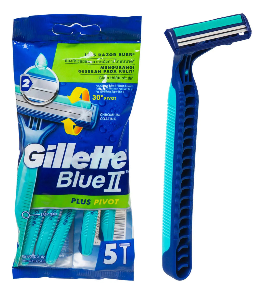 Gillette Blue II Plus Pivot rastrillos · paquete de 5