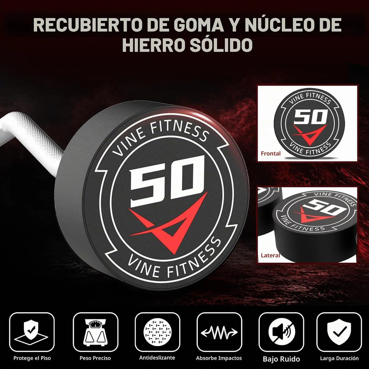 Barra Z Curl 20 Lb 9 Kg Precargada Recubierta Hule Vine