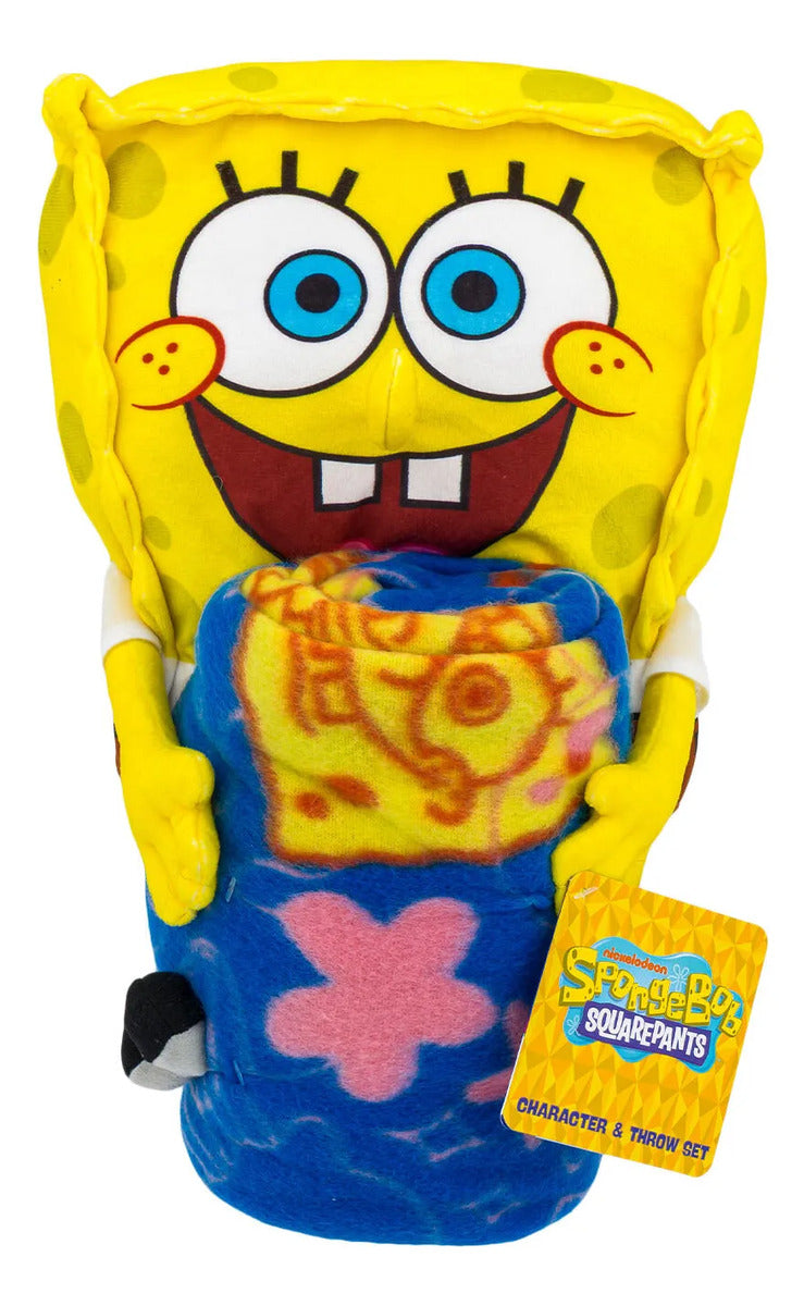 Set Peluche Abrazable Y Manta Bob Esponja 2 Piezas