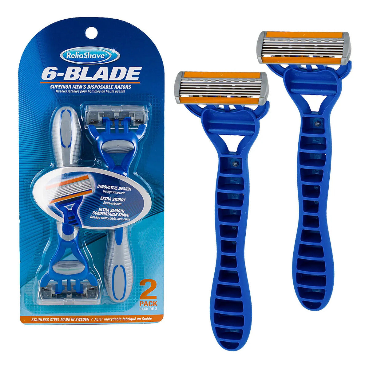 Rastrillos para hombre de 6 hojas · paquete de 2