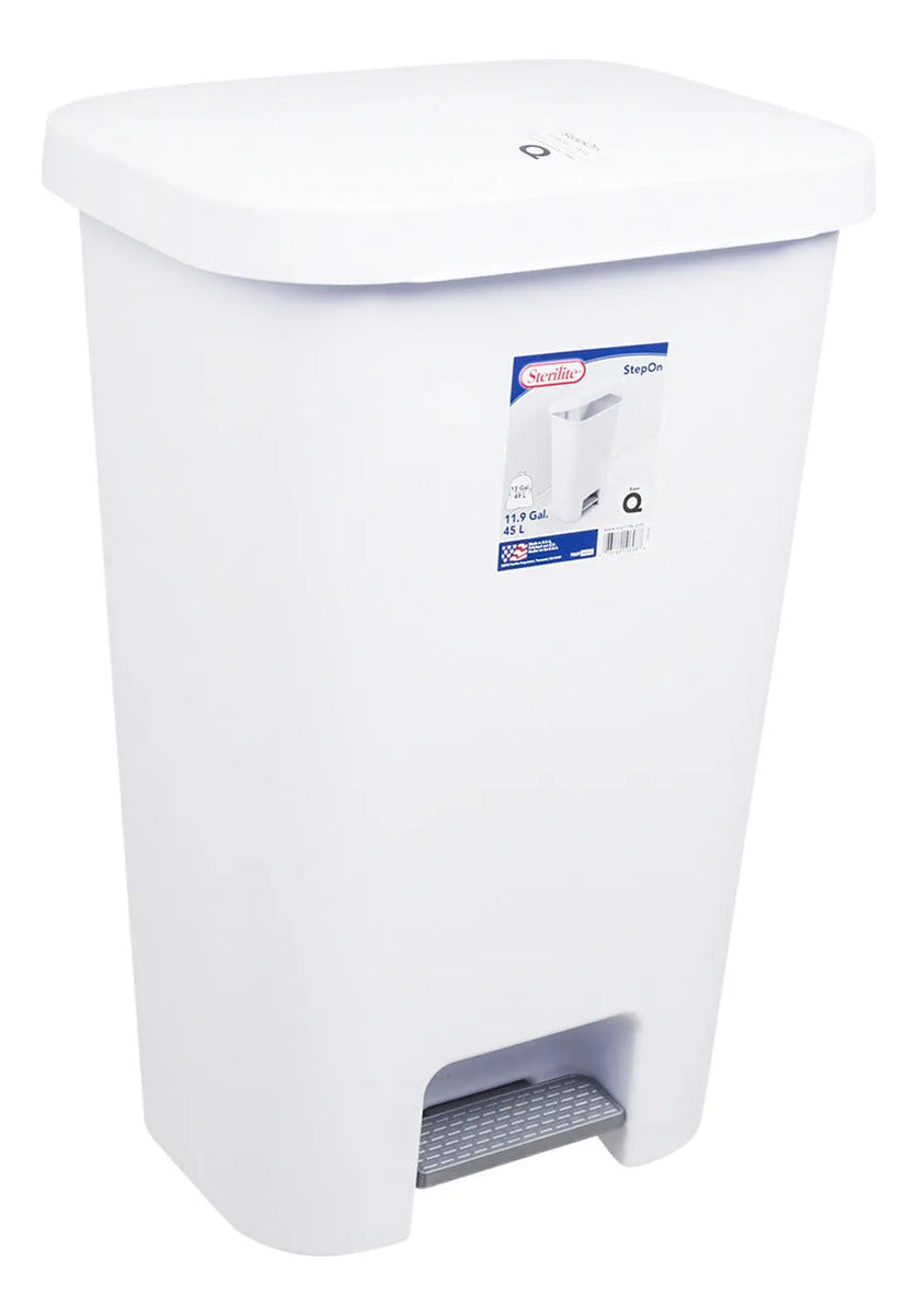 Cesto blanco con pedal para basura · 11.9 galones