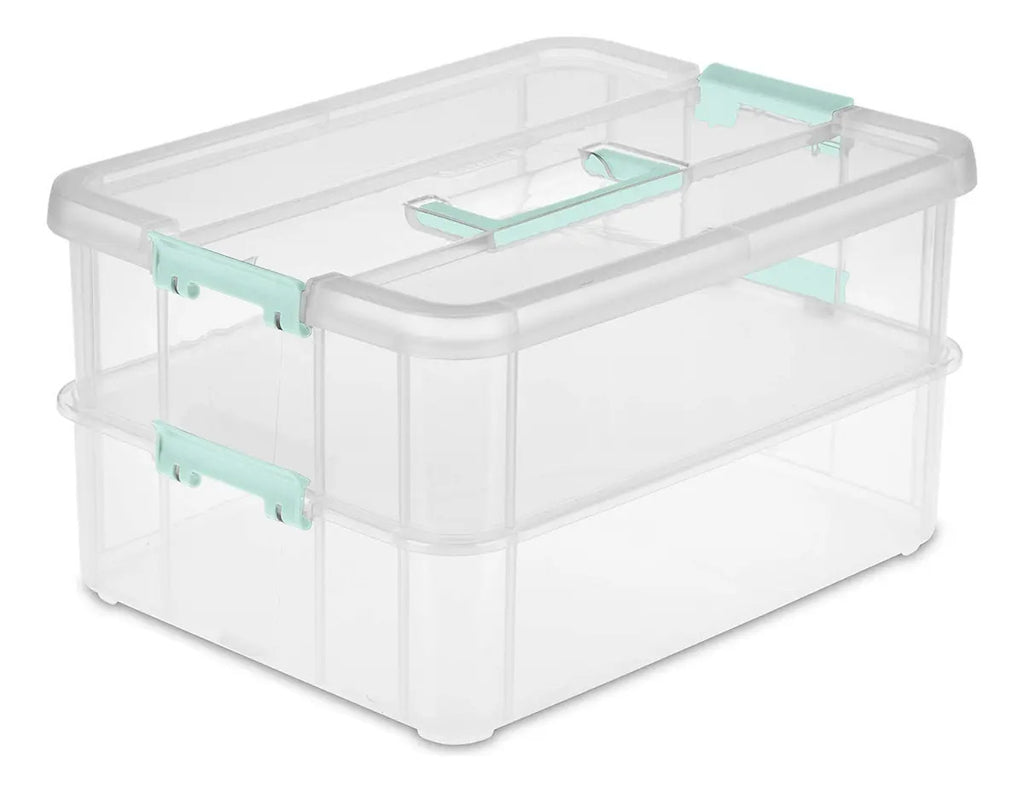 Caja Sterilite de 2 niveles con asa · 14 pulgadas