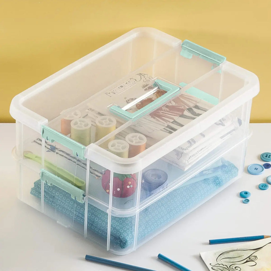 Caja Sterilite de 2 niveles con asa · 14 pulgadas