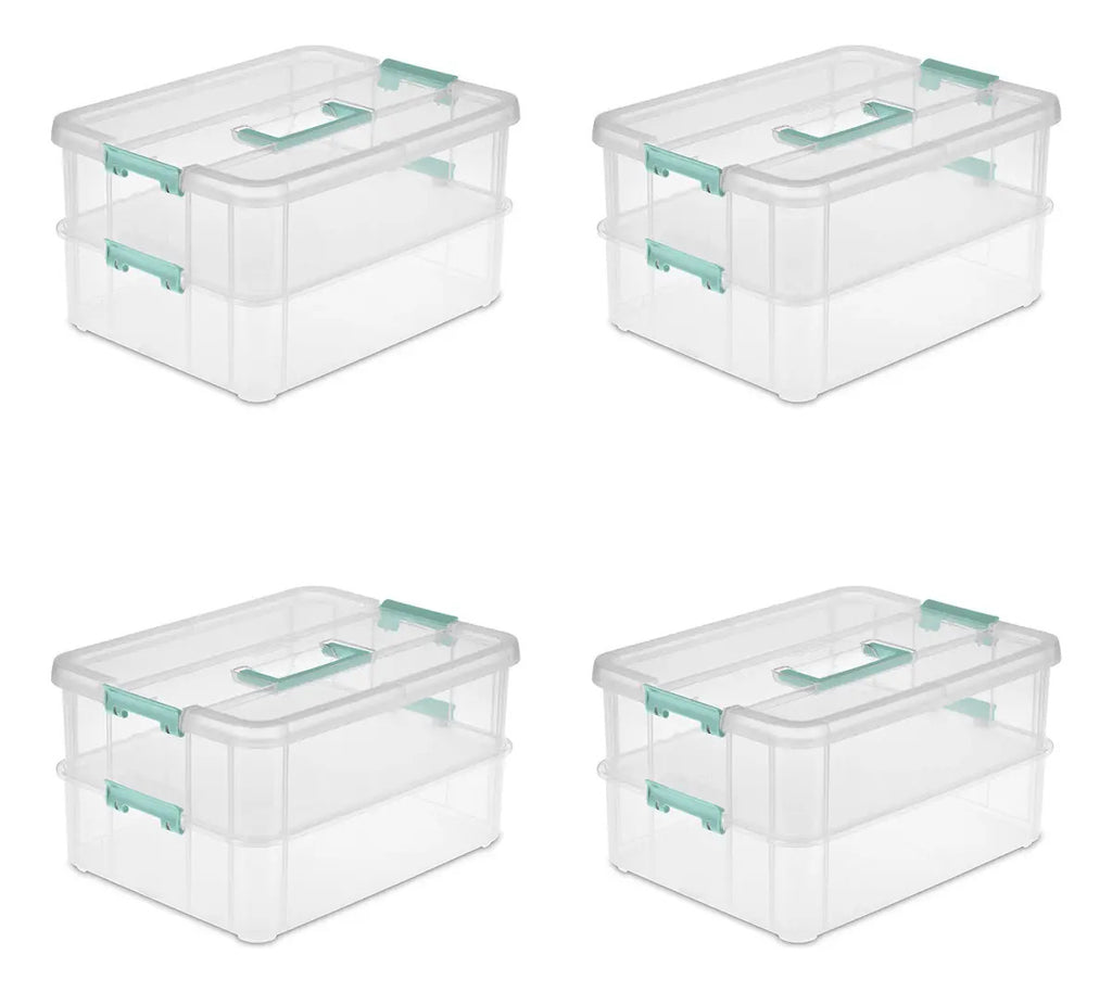 Caja Sterilite de 2 niveles con asa · 14 pulgadas