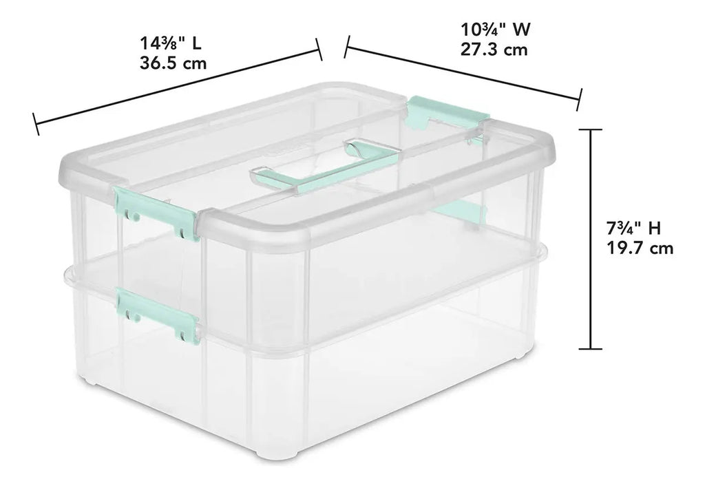 Caja Sterilite de 2 niveles con asa · 14 pulgadas