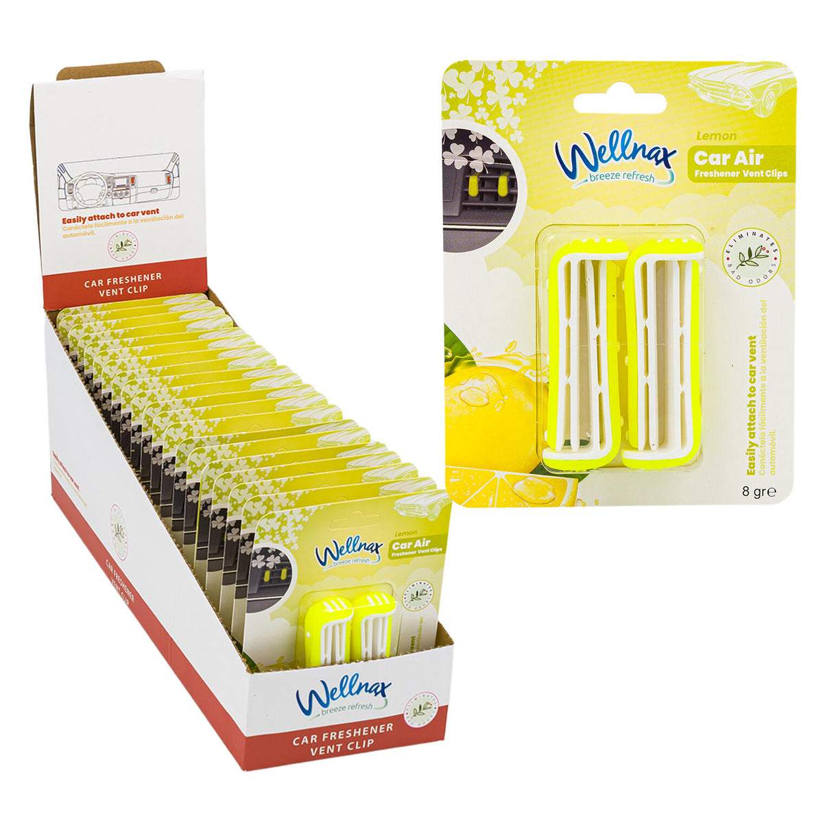 Aromatizante de auto Wellnax limón para ventilas · paquete de 2